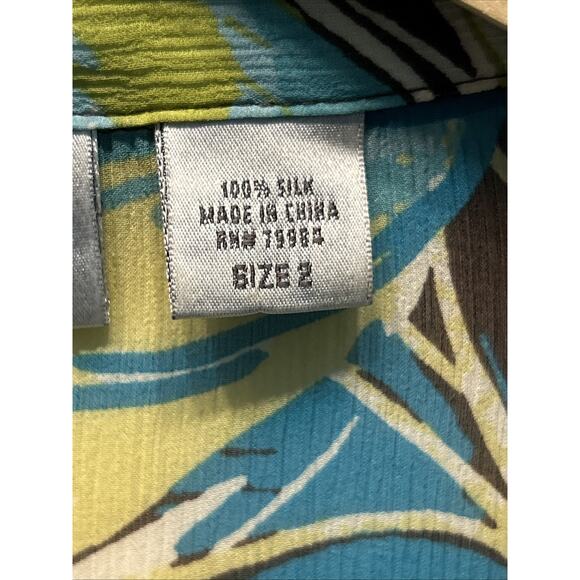 Chicos Womens Large Sheer Silk Floral Blouse Tunic Drawstring Waist Fairy Boho - Picture 7 of 11